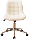 Armless white Teddy fleece office chair with adjustable height and sturdy metal base, ideal for small spaces.