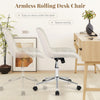 Armless Teddy Fleece office chair with adjustable height and sturdy metal base, ideal for small spaces and comfort.