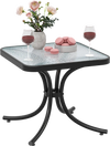 Tempered Glass Top Patio Table with Heavy-duty Metal Frame for Garden Poolside-Black