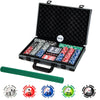 Texas Holdem poker chip set with 400 pieces in a portable aluminum case, ideal for tournaments and gatherings.