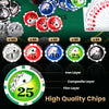 High-quality Texas Holdem poker chip set with 300 pieces in five colors, ideal for tournaments and casual gaming.