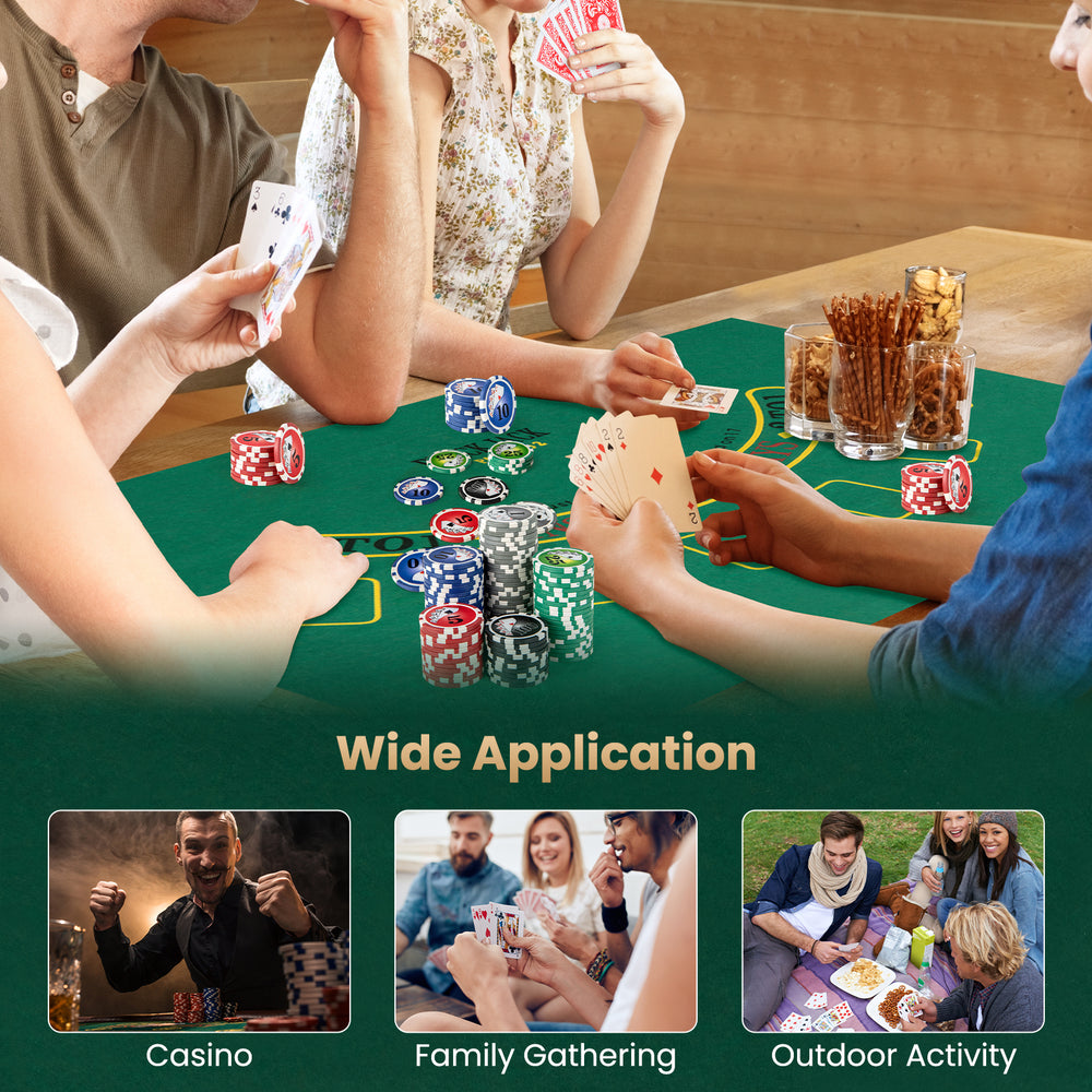 Texas Holdem poker chip set with 300 chips in black, perfect for family gatherings and outdoor activities.