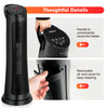 Compact 1500W space heater with remote control, featuring a removable air vent cover and convenient handle for.