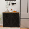 Tilt Out Trash Can Cabinet with Outlets and Adjustable Shelf-Black - Gallery View 1 of 10