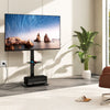 Tilt and height adjustable floor TV stand for 32"-70" TVs with built-in power outlet and adjustable AV shelf, perfect.