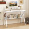 Space Saving Computer Desk with Monitor Stand and Extra Storage Shelf for Work Study-White - Gallery View 1 of 10