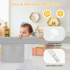 Toddler bedrail in gray with side pocket, featuring breathable mesh and adjustable heights for safety and convenience.