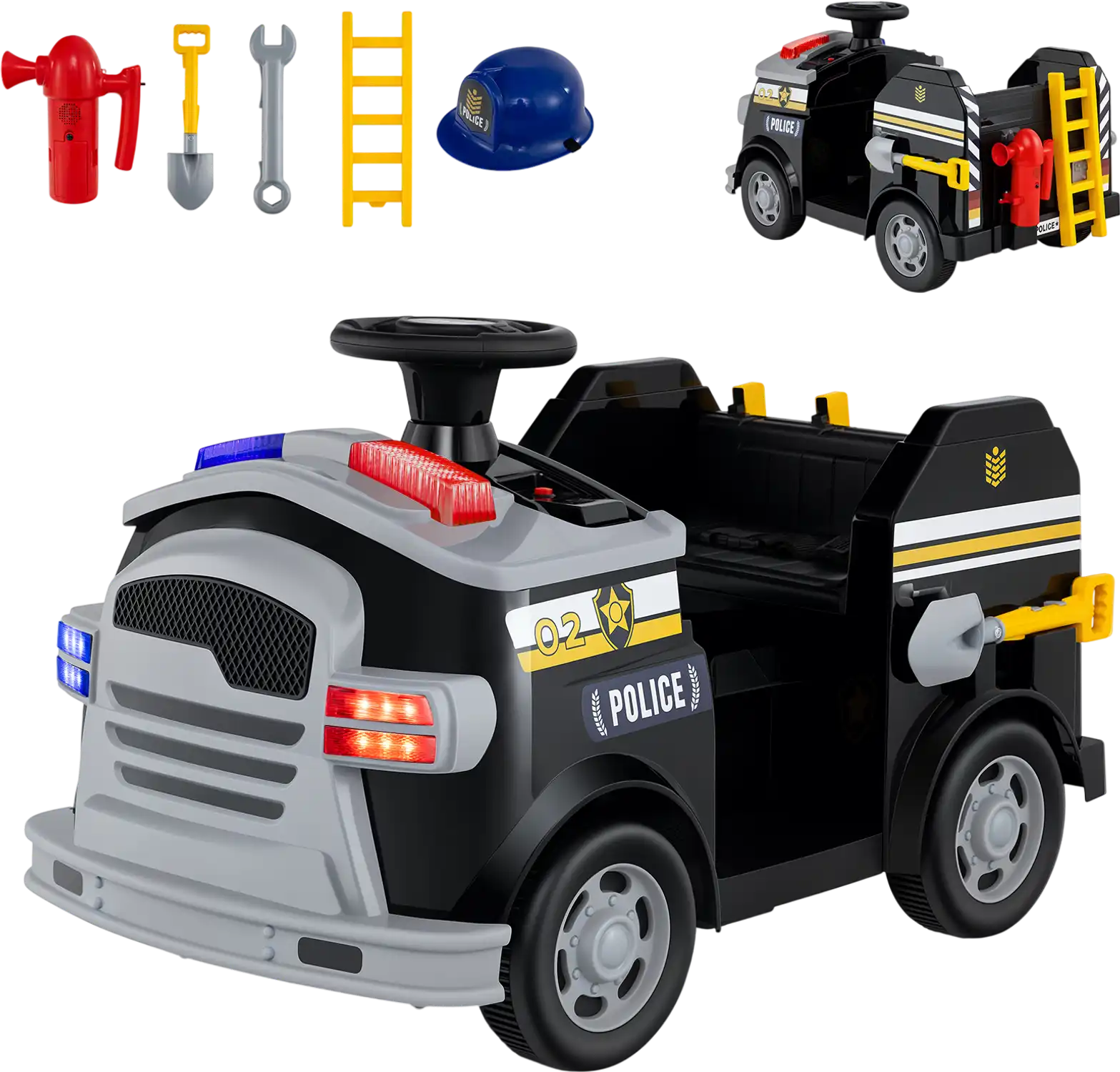 Costway 12V Toddler Fire Truck Ride-On Toy w/ Shovel & Wrench 764831952 New