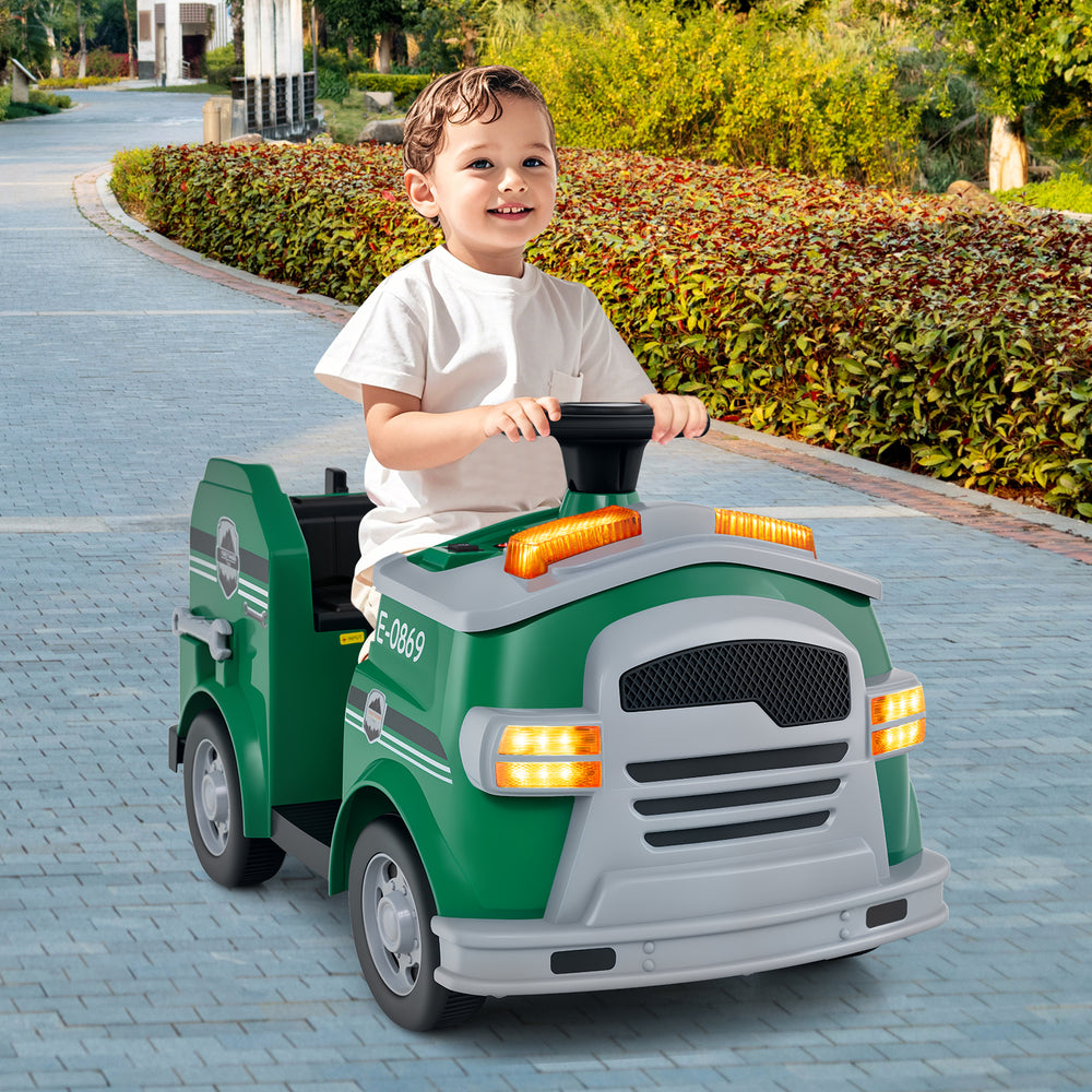 12V Toddler Fire Toy Car with Shovel and Wrench for Ages 37-95 Months-Green - Gallery View 1 of 10