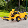 Toddler ride-on car in yellow with adjustable roller, under-seat storage, and puncture-proof wheels for outdoor fun.