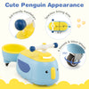 Toddler ride-on toy in blue with trailer, featuring kid-friendly handlebars and spacious sitting area for safe fun.