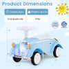 Toddler ride-on toy classic sliding car in blue with LED headlights and horn, designed for stability and safety.