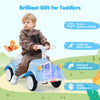 Toddler ride-on toy classic sliding car in blue with LED headlights, designed for stability and motor skill development.