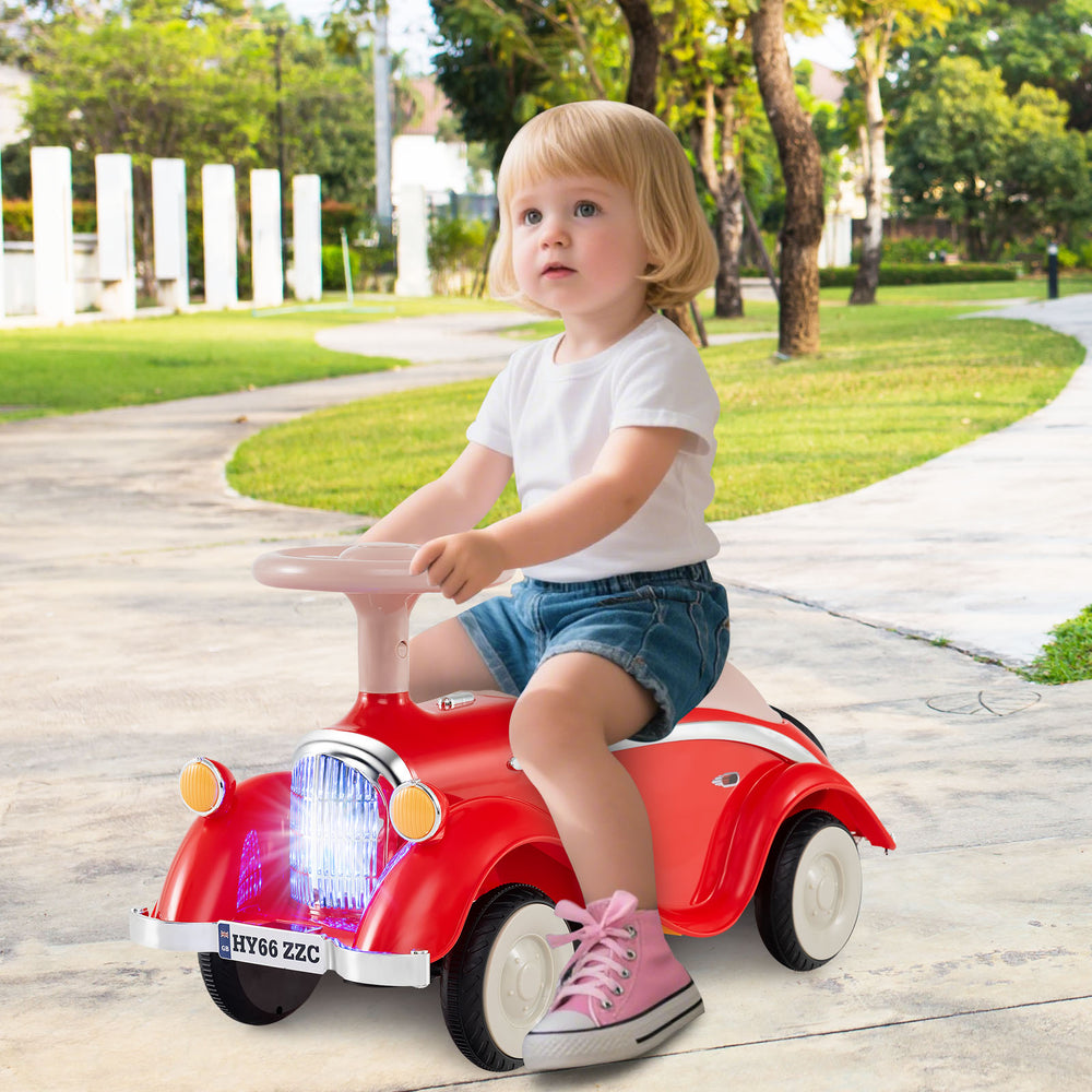 Toddler Ride on Toy Classic Sliding Car with Horn and LED Headlight-Red - Gallery View 1 of 10