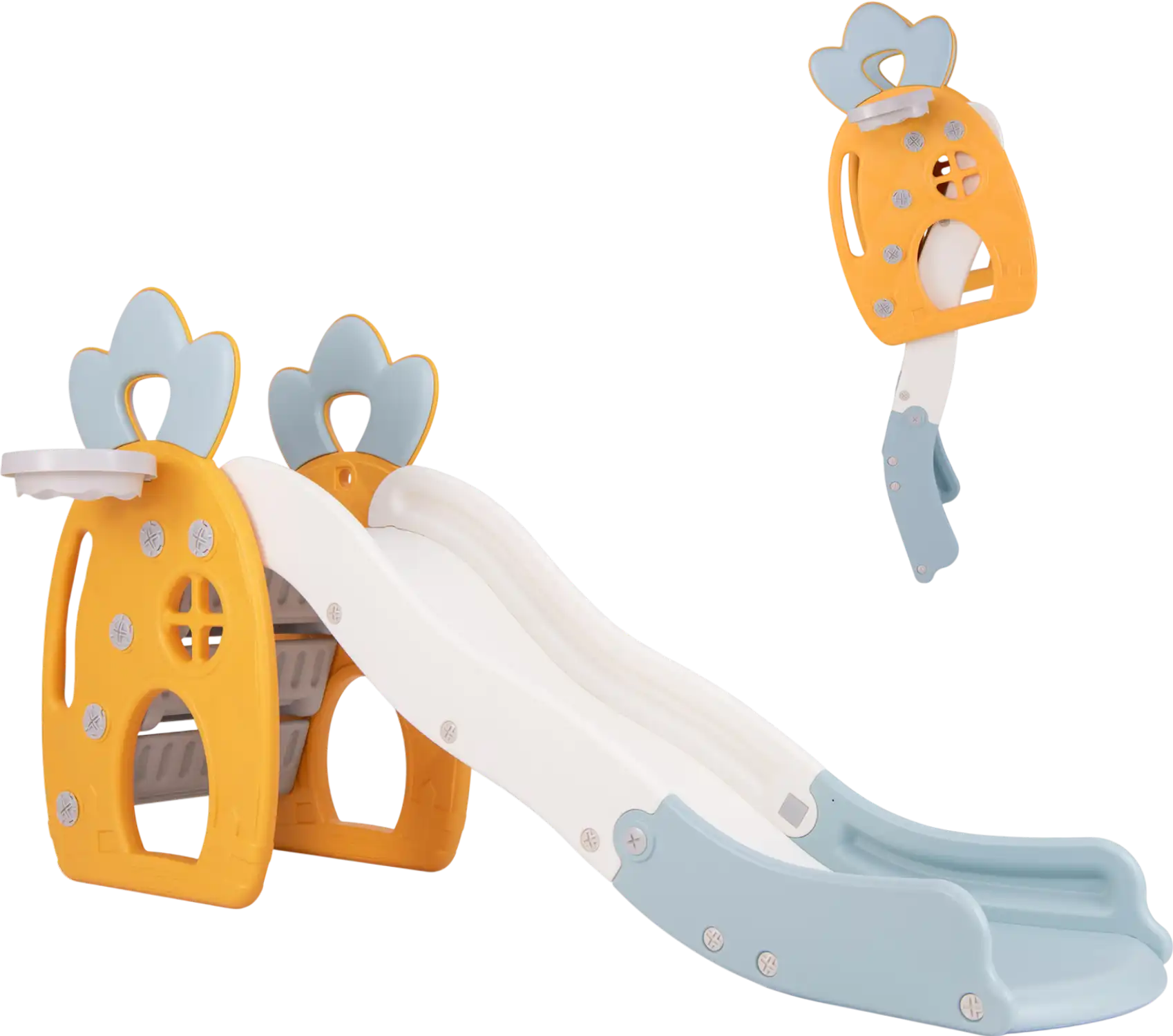 Costway Foldable Kids Slide w/ Basketball Hoop Buffer Zone 28176359 New