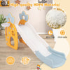 Foldable slide for kids aged 3+, made of BPA-free HDPE, featuring a basketball hoop and safe rounded corners.