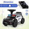 Toddler sliding car in black with steering wheel, under-seat storage, police lights, and sound features for fun play.