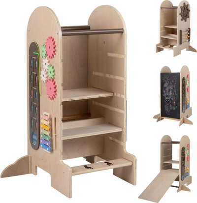 Costway Toddler Standing Tower Step Stool Adjustable Height Chalkboard Slide 64705460 New