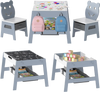 5-in-1 toddler table set with reversible chalkboard and whiteboard, featuring bear-shaped design and storage for kids'.