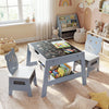 Toddler Table and 2 Chairs 5-in-1 Cute Art Desk Set with Reversible Chalkboard Whiteboard-Grey - Gallery View 1 of 9