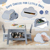 Toddler table with reversible chalkboard and whiteboard, featuring rounded corners and storage, perfect for kids'.