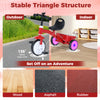 Toddler tricycle with glowing wheels, adjustable seat, and stable triangle structure for indoor and outdoor adventures.