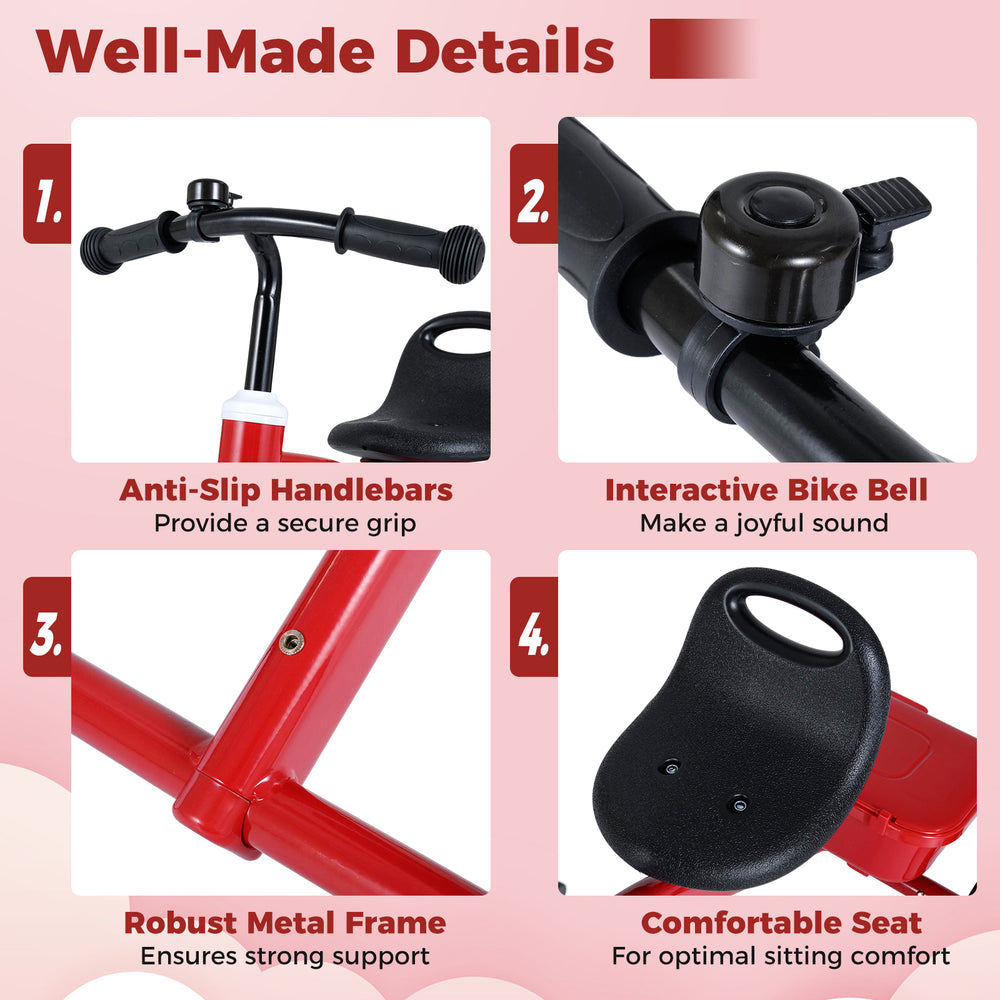 Close-up of the comfortable seat and anti-slip handlebars on the toddler tricycle with adjustable seat for optimal.