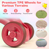 Premium TPE wheels of a pink toddler tricycle, designed for various terrains, featuring a front basket and bell.