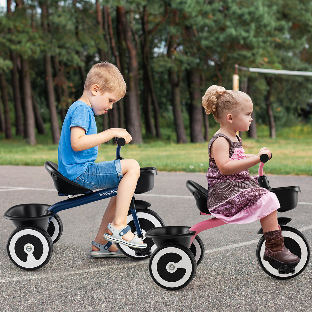 Toddler Tricycle with Adjustable Seat and Storage Baskets for 1.5-5 Years Old-Pink - Gallery View 1 of 10