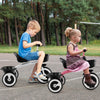 Toddler tricycles in white with adjustable seats and storage baskets, ideal for kids aged 1.5-5 years, for outdoor fun.