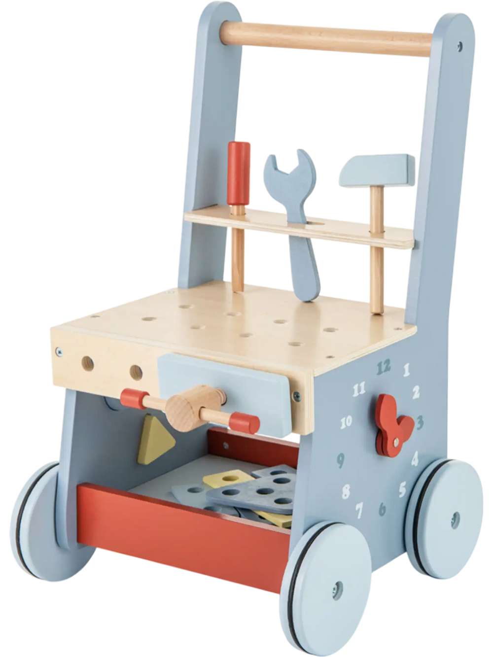 2-in-1 Toddler Wooden Baby Push Walker with Multi-Activity Center