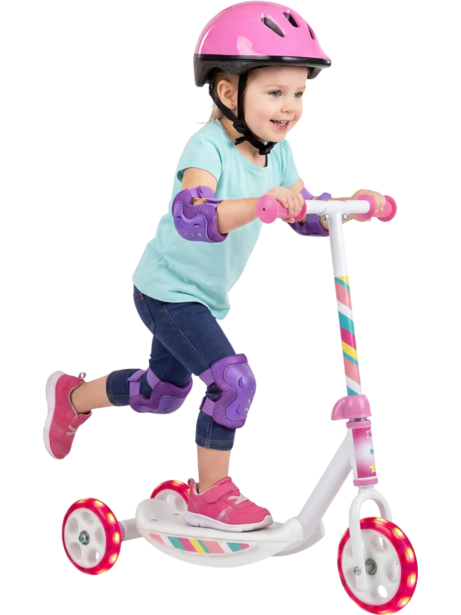 Costway Toddlers 3-Wheel Kick Scooter LED Light-Up Wheels Wide Anti-Slip Deck 50483158 New