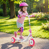 Toddler riding a pink kick scooter with LED light-up wheels and wide anti-slip deck, perfect for outdoor fun.