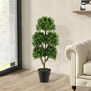 Artificial 45-inch boxwood topiary tree with lush PE leaves and a stable cement-filled base, ideal for home or office.