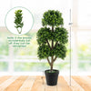 45-inch artificial boxwood topiary ball tree with lush PE leaves and a stable cement-filled base, ideal for home decor.