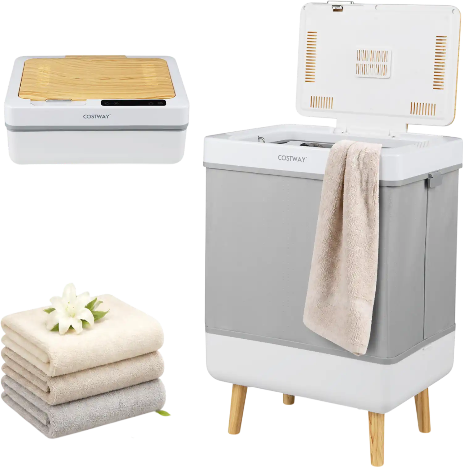Costway Towel Warmer Bucket Foldable Auto Shut Off Bathroom Dryer 29072151 New