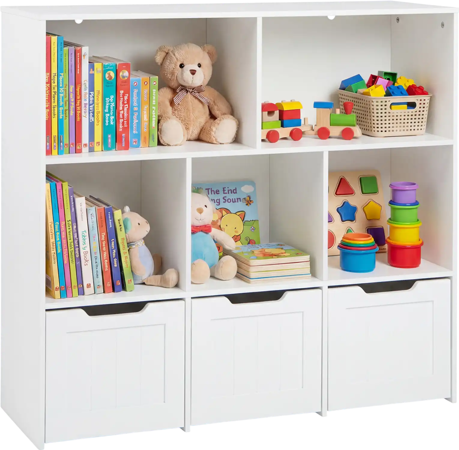 Costway Toy Storage Organizer 3 Movable Drawers 5 Open Cubbies 72393040 New