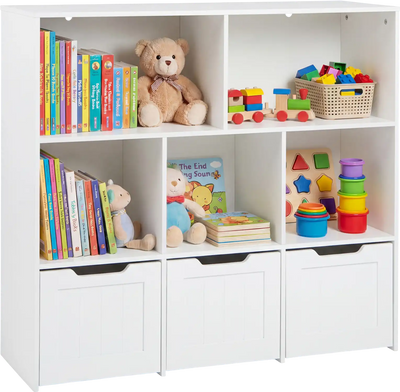 Costway Toy Storage Organizer 3 Movable Drawers 5 Open Cubbies 72393040 New