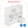 Toy storage organizer in white and pink features 5 open cubbies and 3 movable drawers, ideal for kids' rooms or playrooms.