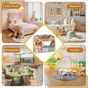 Toy storage organizer with open shelves and elastic rope for plush toys, ideal for playrooms and nurseries.