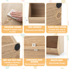 5-cube wooden kids toy storage organizer in natural finish with anti-tipping kits, ideal for playroom and reading room.