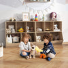5-cube wooden kids toy storage organizer in natural finish, featuring sturdy design and anti-tipping kits for safety.