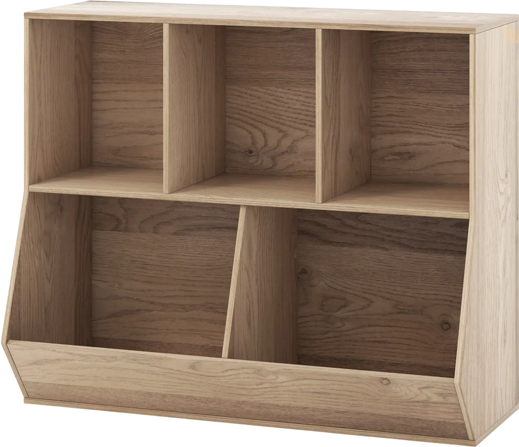 Costway 5-Cube Wooden Kids Toy Storage Organizer with Anti-Tipping Kits 73526894 New