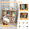 5-cube wooden kids toy storage organizer in natural finish with 3 small and 2 big cubes for versatile storage solutions.