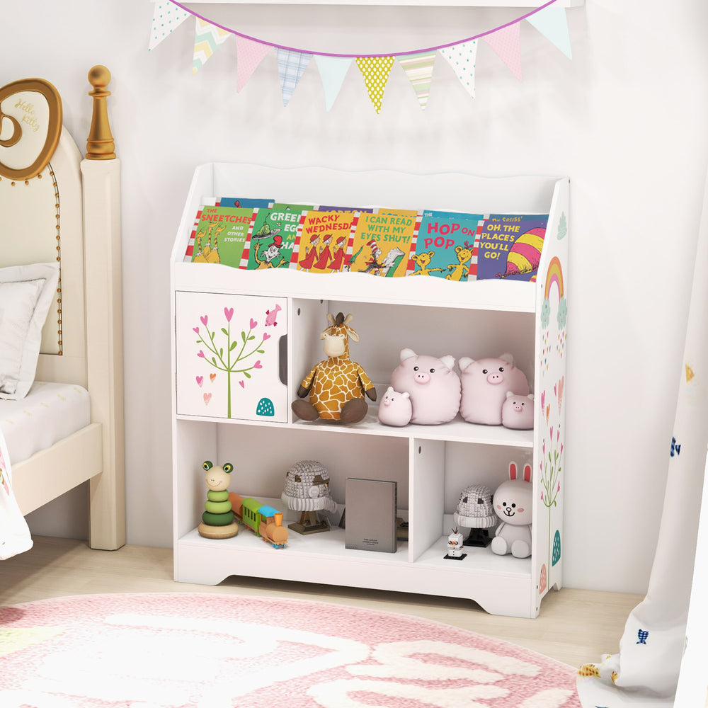 Kids Toy Storage Organizer with Book Shelf and Storage Cabinet-White - Gallery View 1 of 10