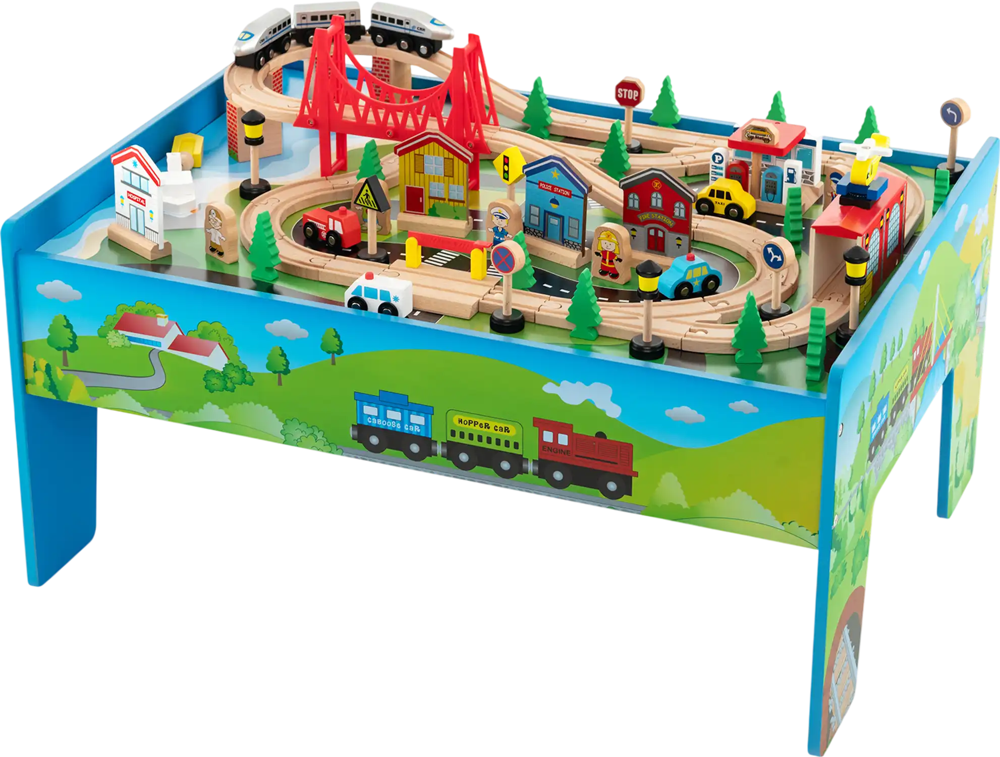 Costway 80-Piece Wooden Train Set Table 31492586 New