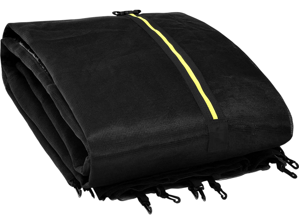 Trampoline replacement protection enclosure net with zipper, made of durable PE material for 12 ft round trampolines.