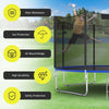 Trampoline protection enclosure net for 12 ft round trampolines, featuring a zipper door and durable PE material for.