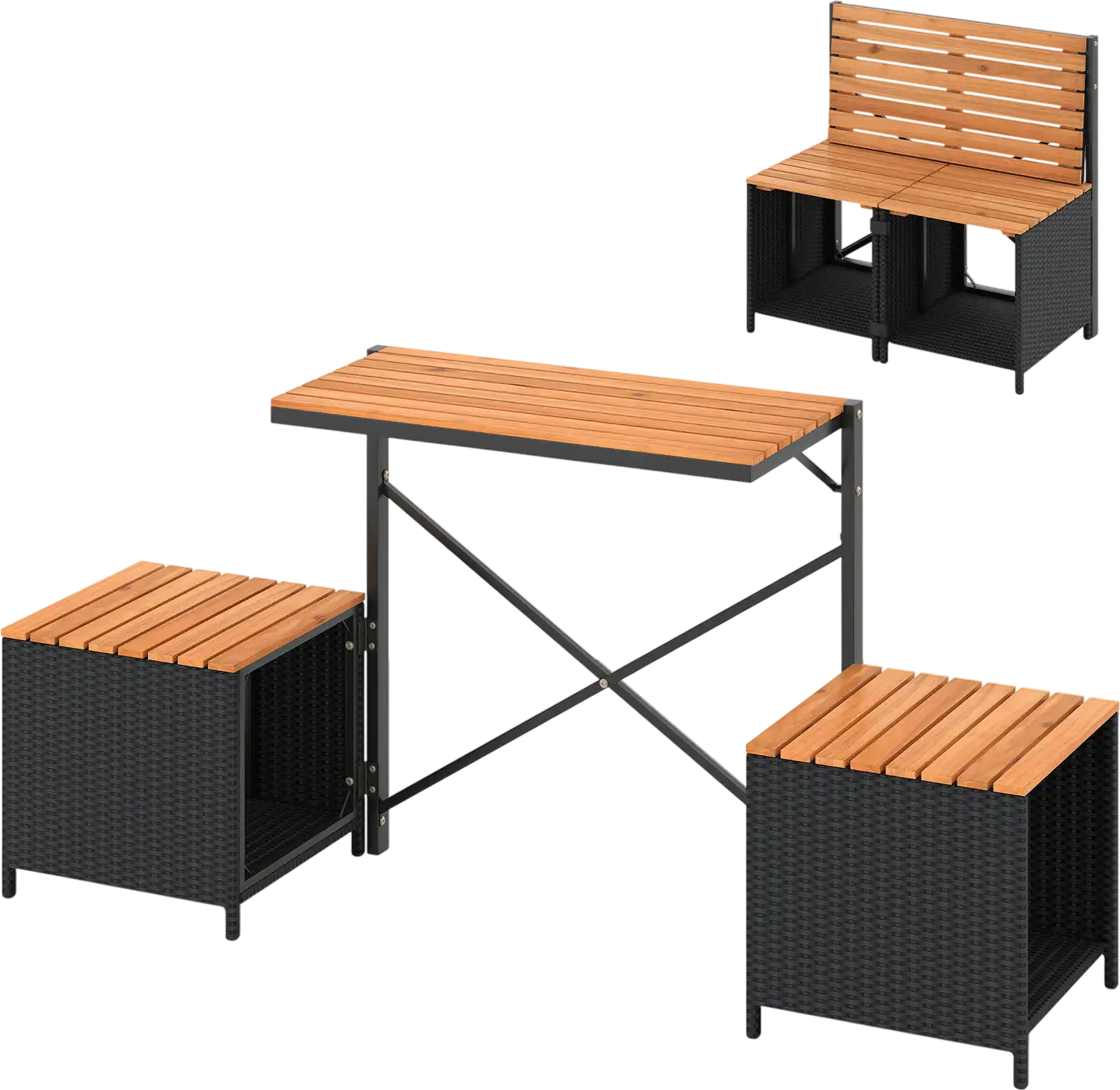 Costway 2-in-1 Transforming Picnic Table Chairs Set with Storage 718245693 New