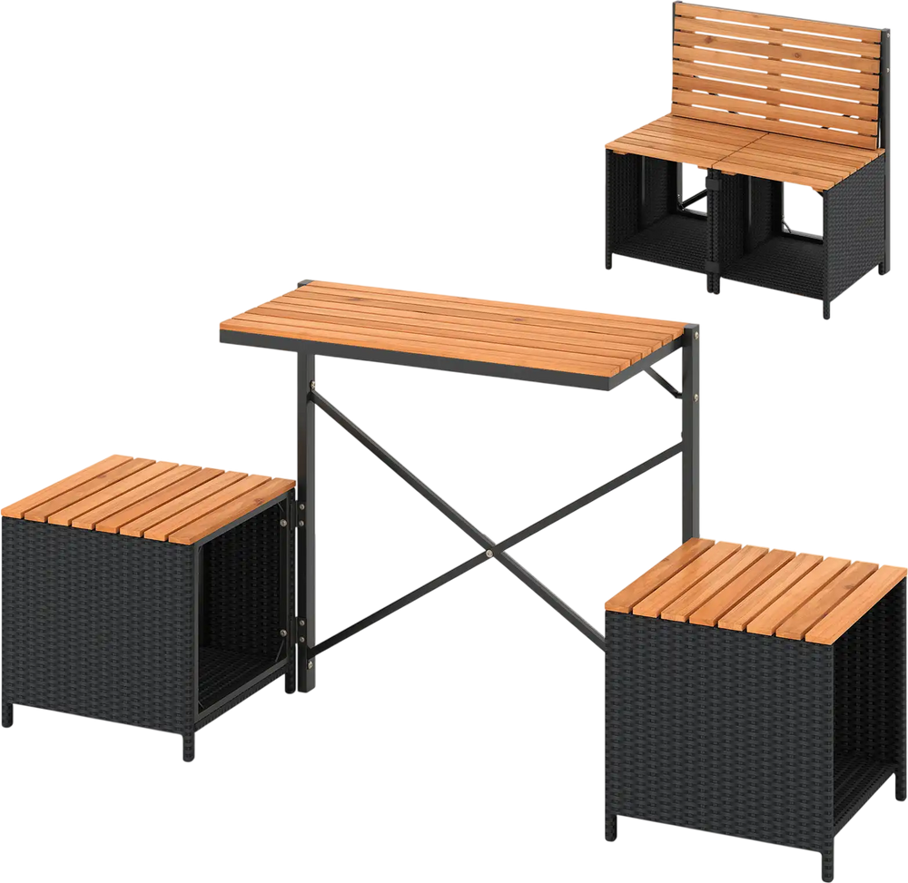 2-in-1 Transforming Picnic Table and Chairs Set with Storage